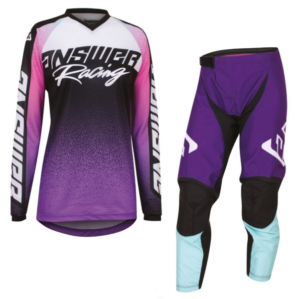 Answer Racing Answer kids syncron prism motocross pant & jersey kit purple/seafoam